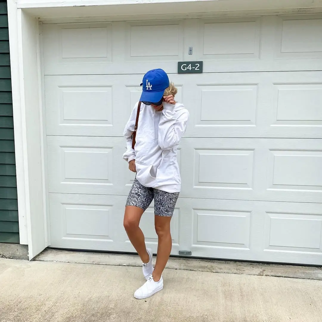 22 biker shorts outfits summer 2026 Sporty Layers with a Subtle Statement Print