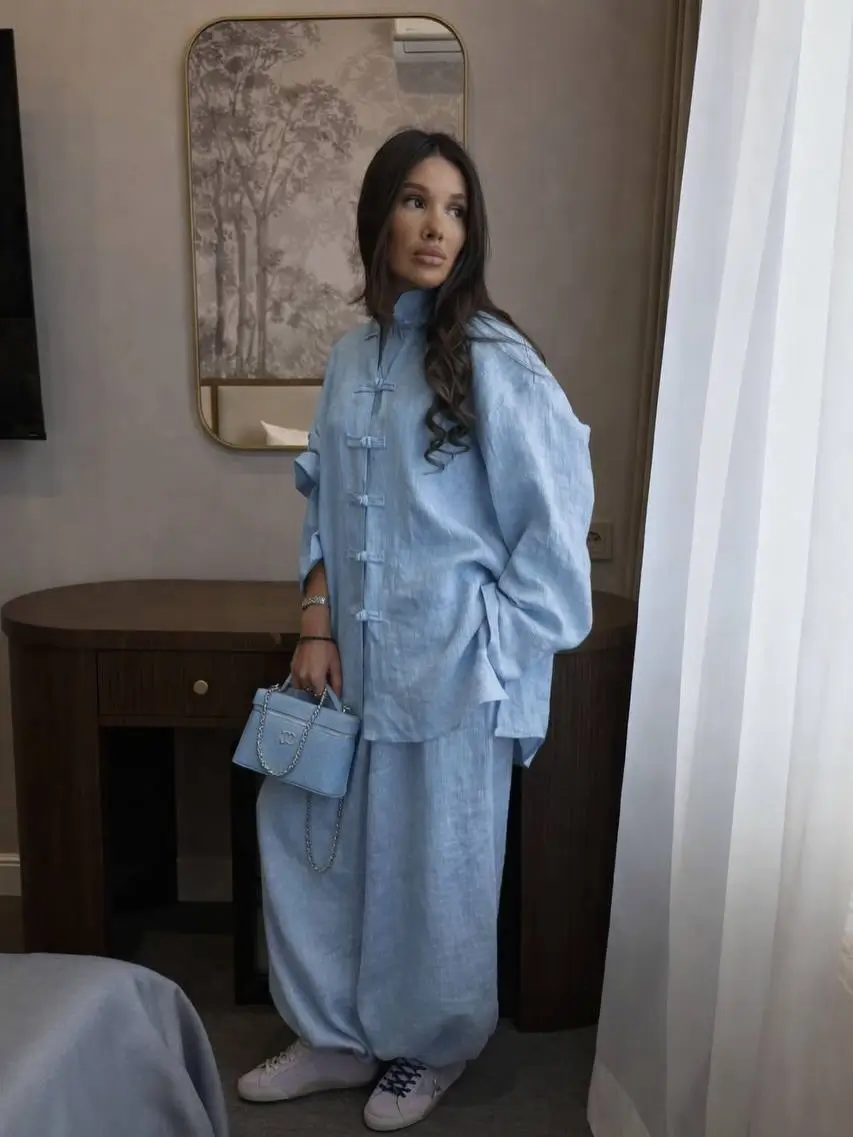 casual friday summer outfits with sneakers 2026 Soft Blue Layers That Redefine Cozy Summer Dressing