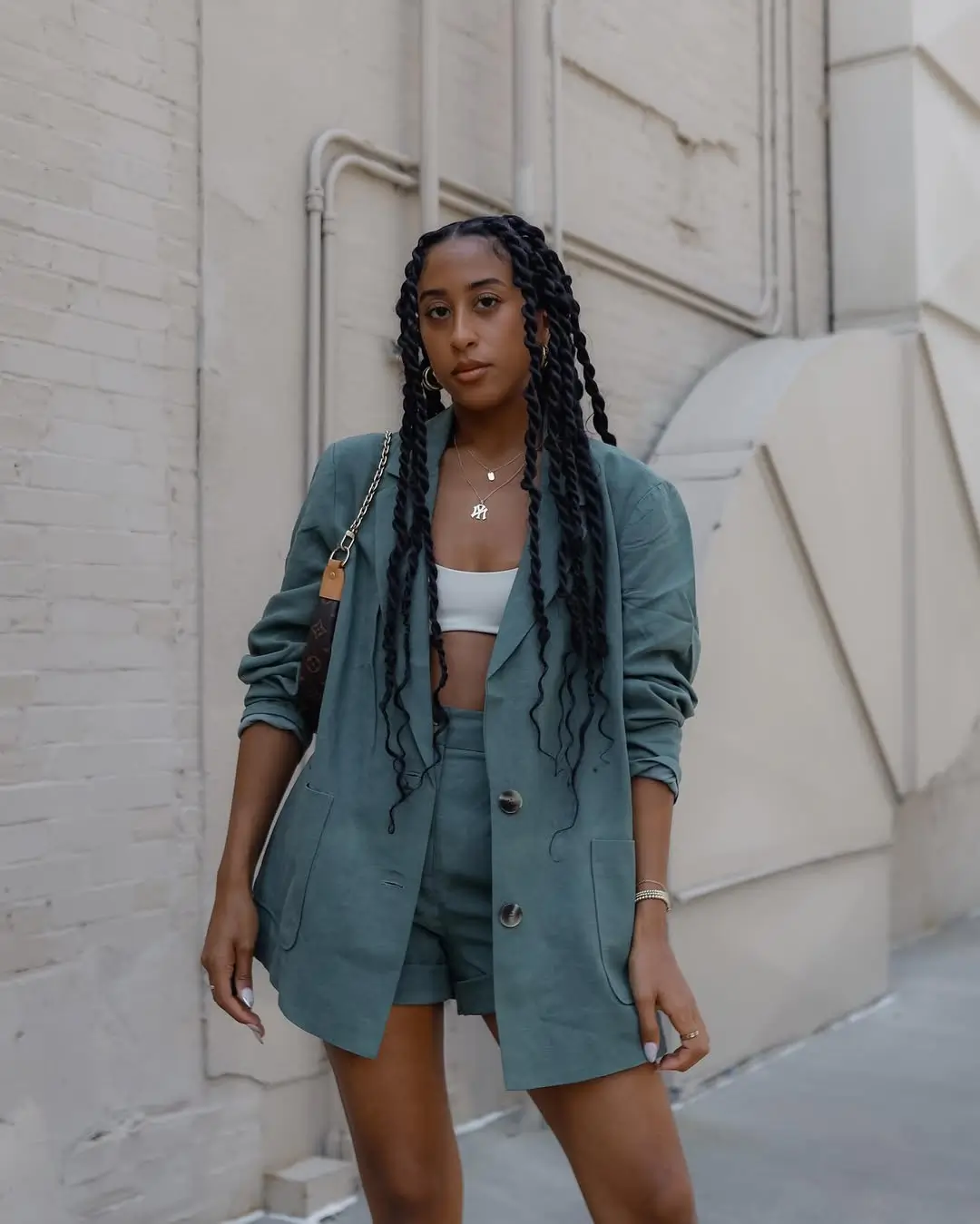 casual summer blazer outfits 2026 Relaxed Green Linen Blazer With Barely There Layers