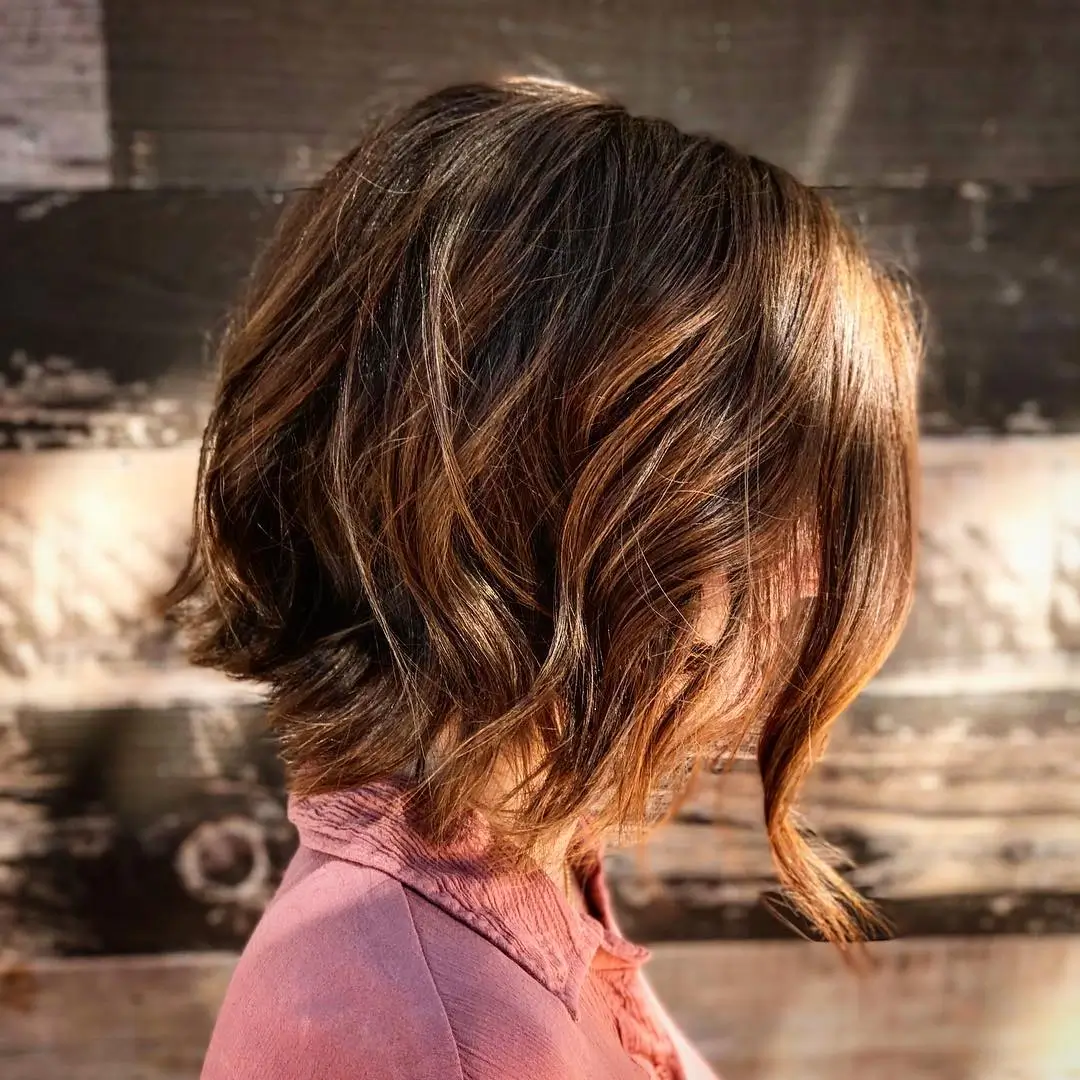 21 choppy summer bob haircut 2026 Warm Brunette Choppy Bob With Sunlit Waves