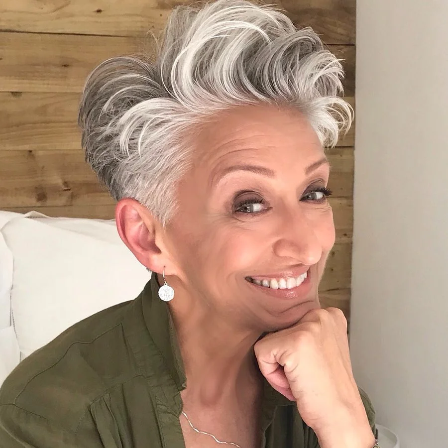 classy summer haircuts for women over 60 2026 Voluminous Short Pixie with Lifted Crown