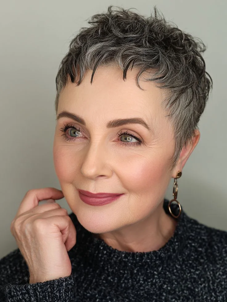 classy summer haircuts for women over 60 2026 Textured Short Sassy Pixie with Defined Layers