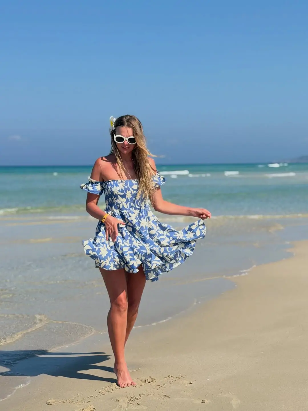 Summer Soft Blue Off-Shoulder Ease That Feels Like a Breeze