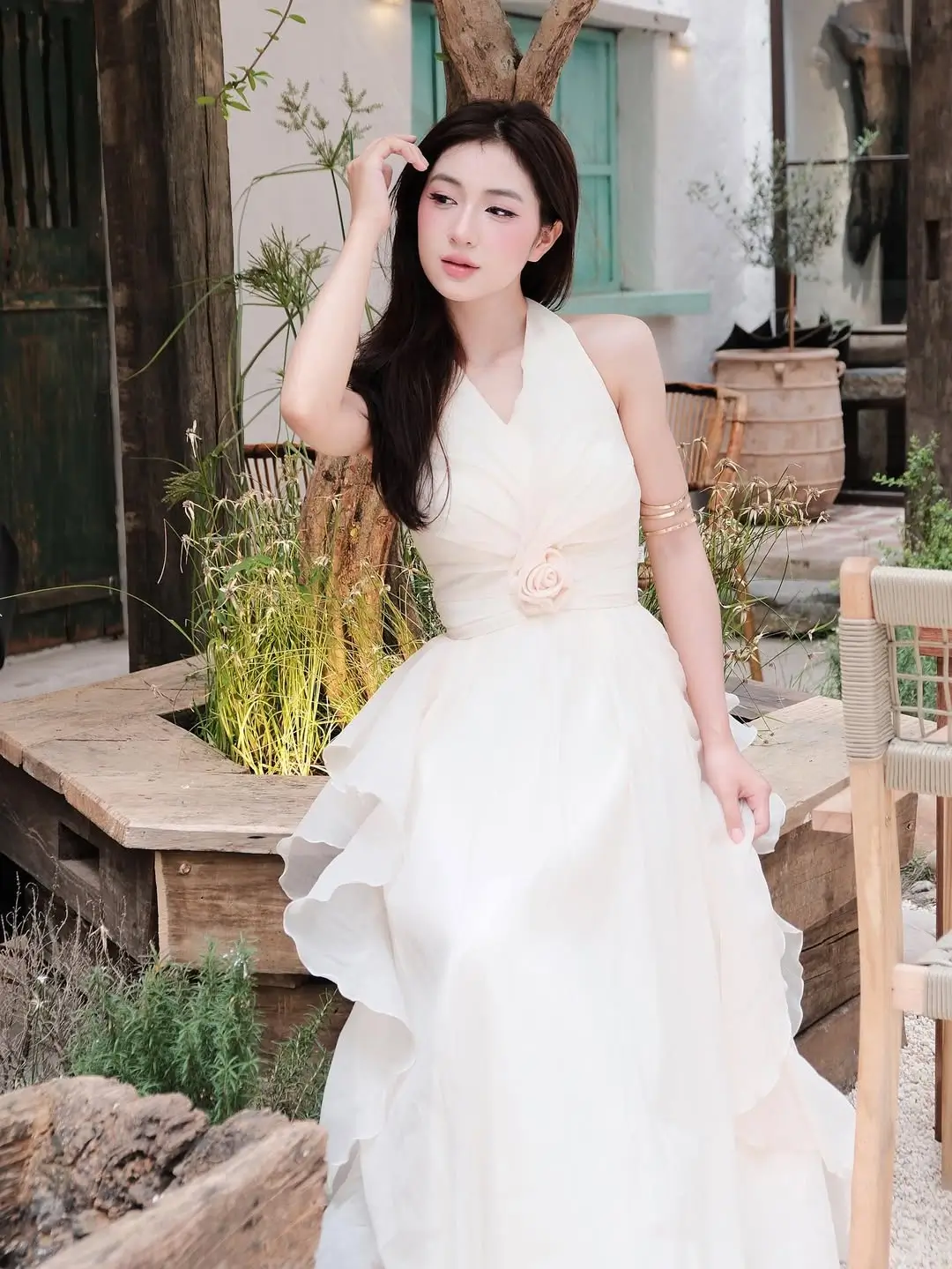 Summer Soft Cream Halter Dress That Feels Like a Modern Fairytale