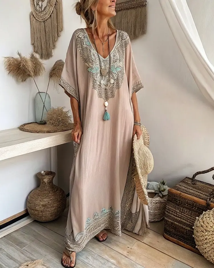 21 cute boho summer outfits 2026 Soft Neutral Kaftan Moments That Feel Like a Vacation