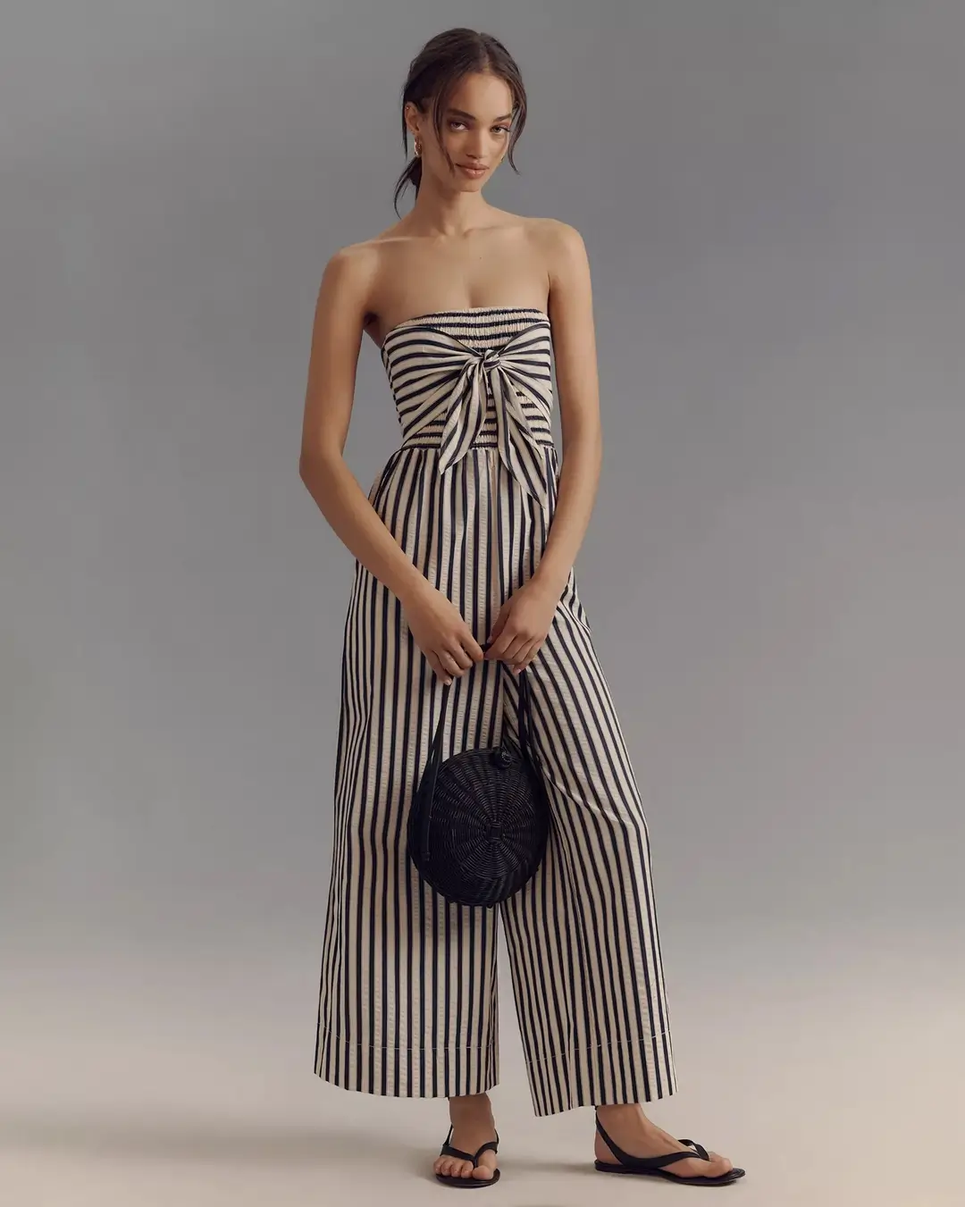 23 dressy summer jumpsuit outfits 2026 Striped Strapless Ease With a Relaxed Summer Finish