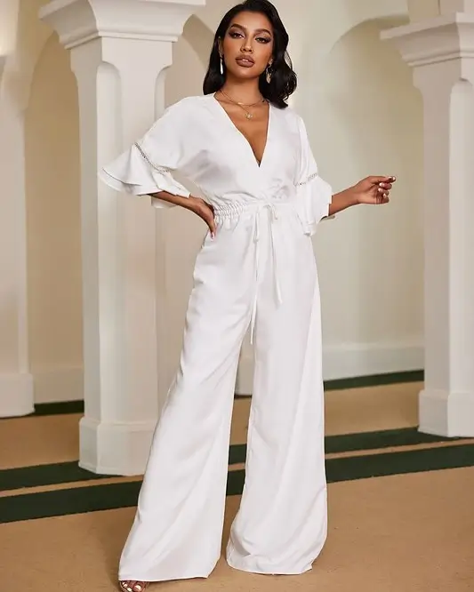 23 dressy summer jumpsuit outfits 2026 Soft Ivory Draping That Feels Effortlessly Elevated