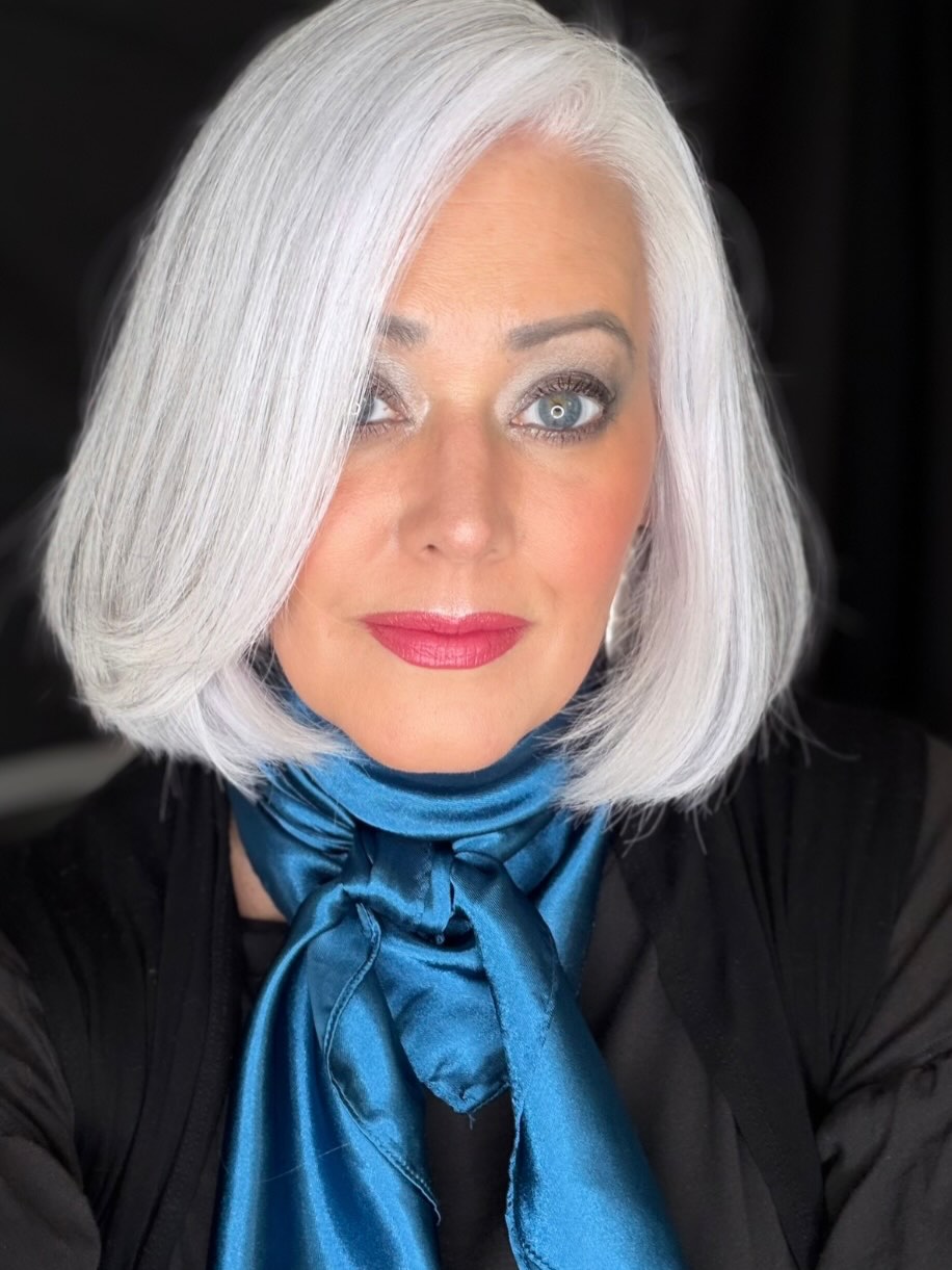 elegant summer haircuts for women over 50 2026 Classic Grey Bob with Side Part
