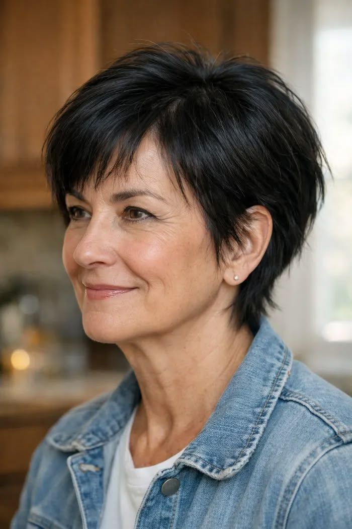 elegant summer haircuts for women over 50 2026 Soft Short Pixie with Natural Volume