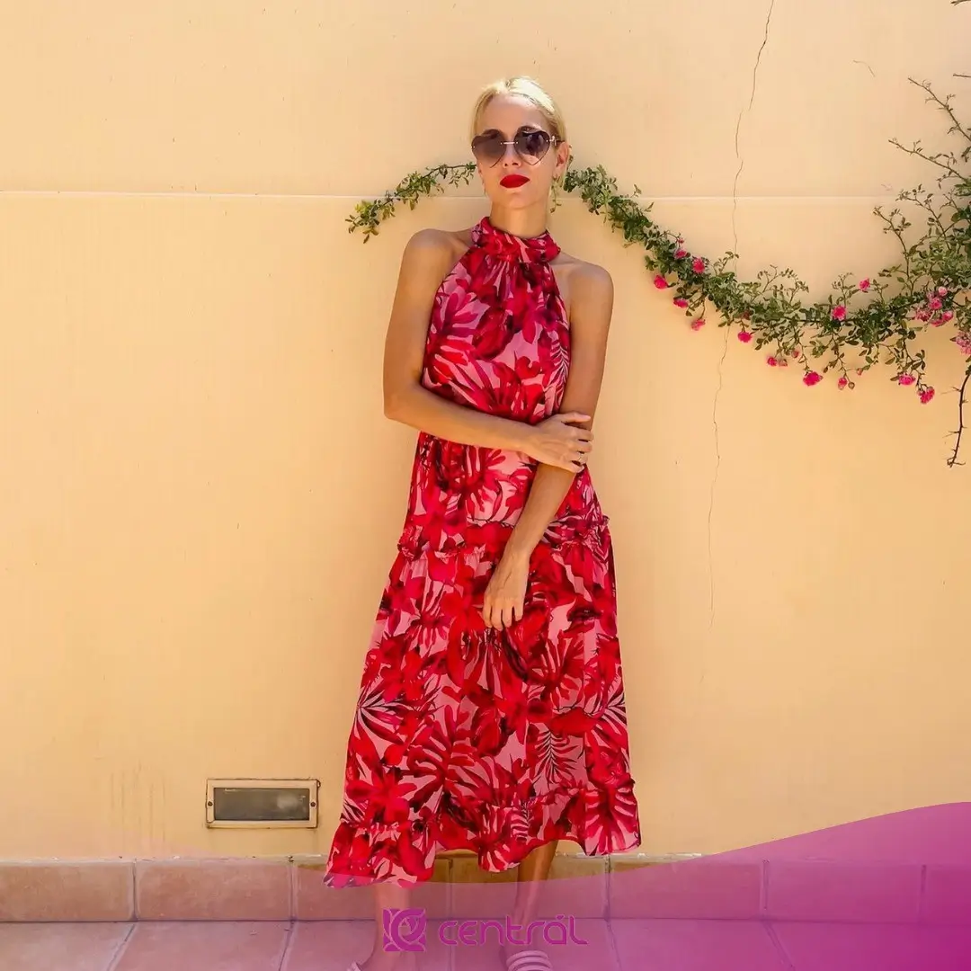 24 floral summer sleeveless dresses 2026 Bold red long sleeveless floral dress with statement energy