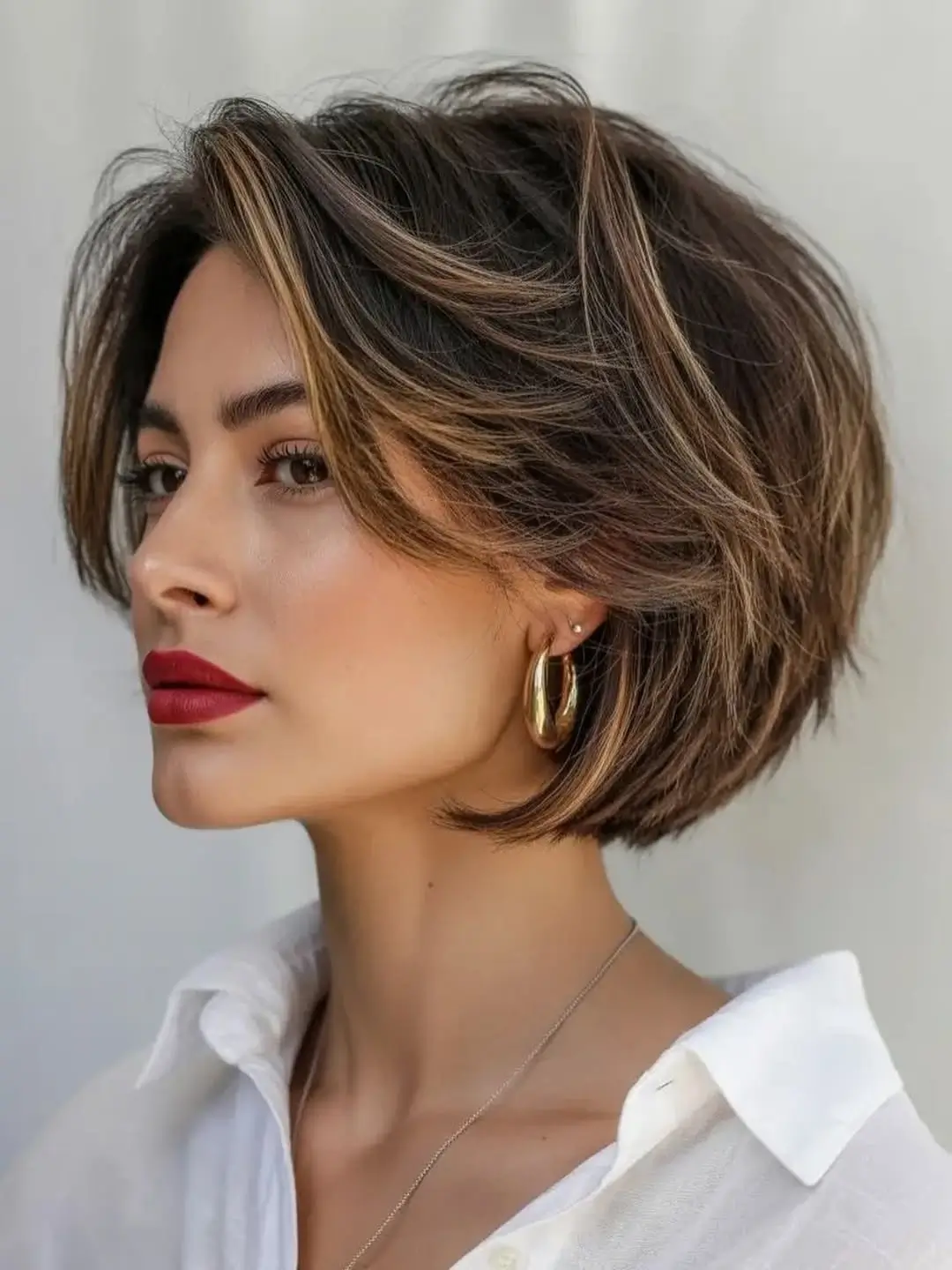fresh summer haircut 2026 Textured Short Bob With Dimension Highlights