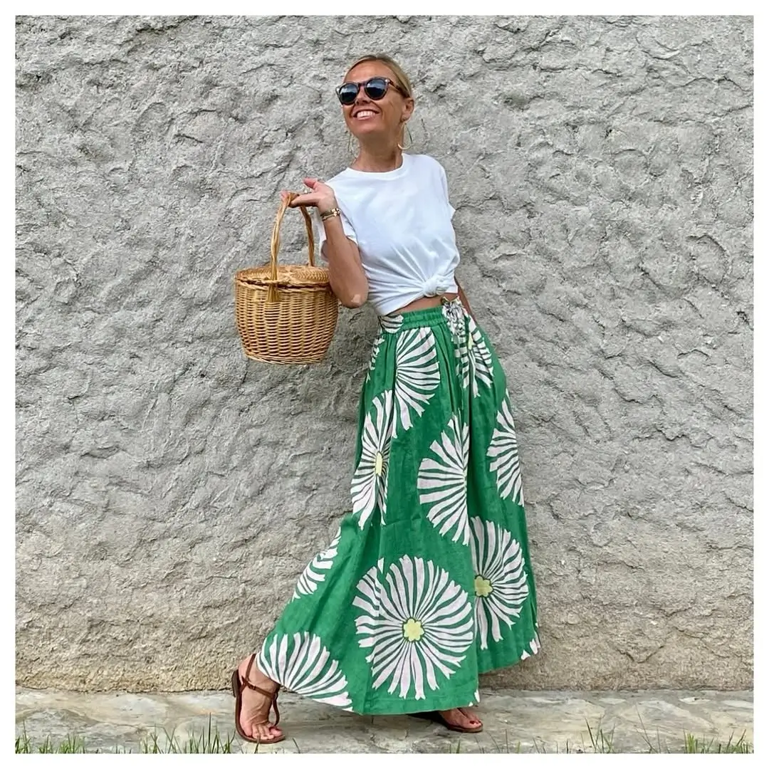 maxi skirt outfits summer 2026 Fresh Green Statements With Effortless White Basics