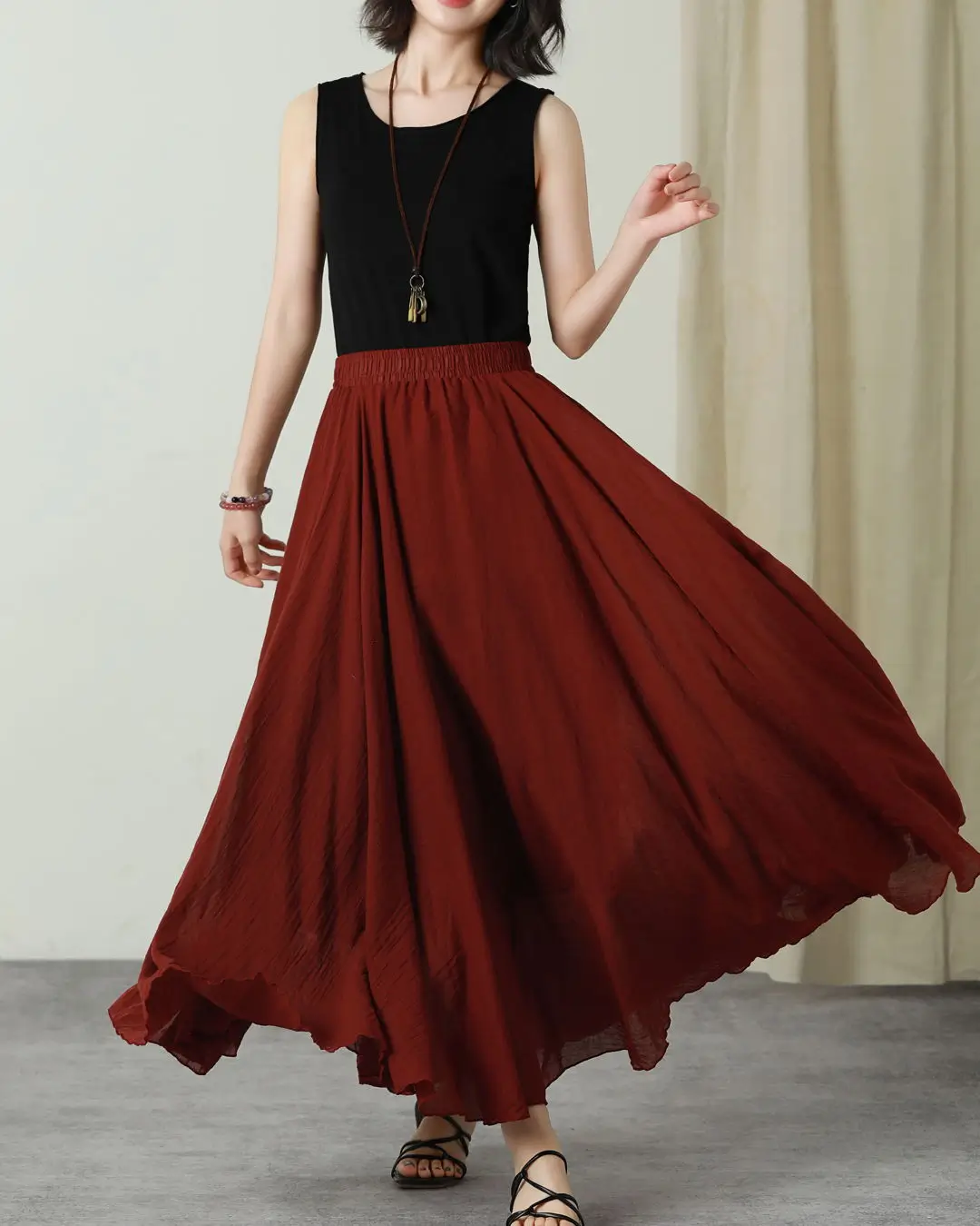 maxi skirt outfits summer 2026 Flowing Red Maxi With Bold Feminine Energy