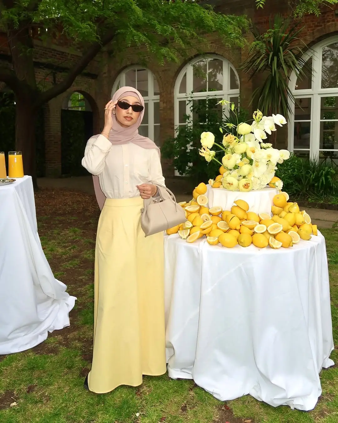 maxi skirt outfits summer 2026 Soft Yellow Modest Maxi With Elegant Hijab Styling