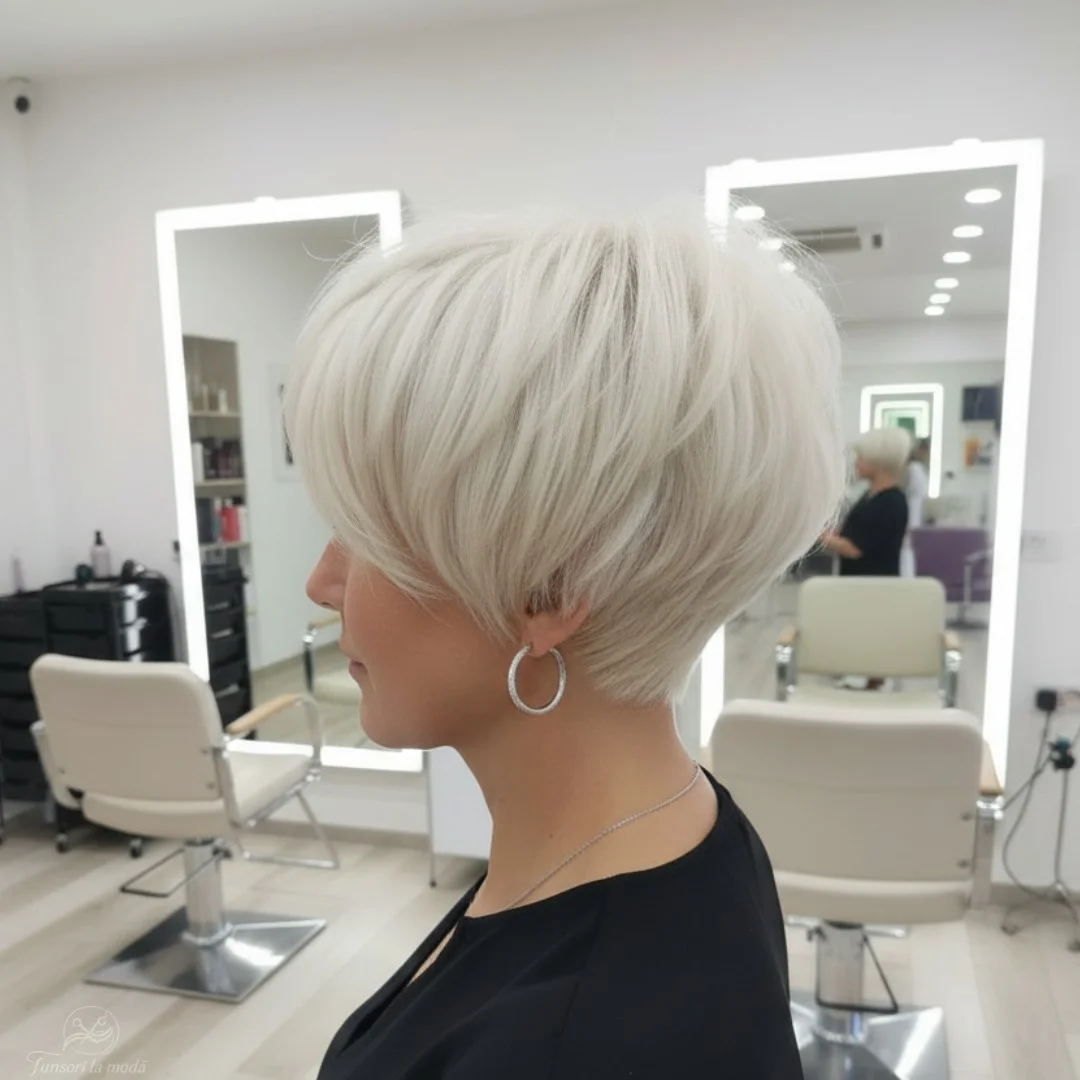 modern summer haircuts for women over 40 2026 Airy Platinum Pixie With Sculpted Volume