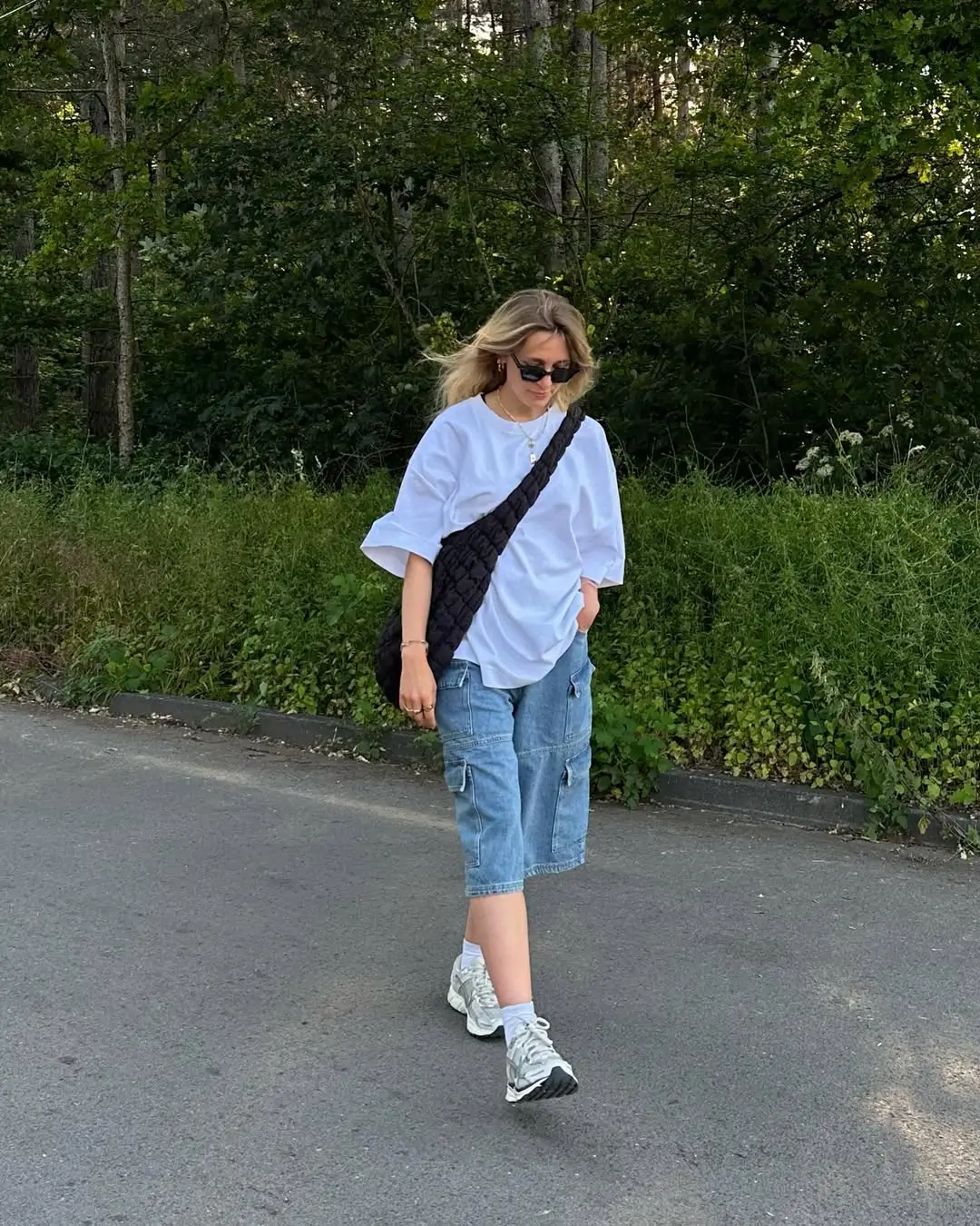 25 oversized summer outfit 2026 Oversized tee and denim shorts for everyday ease