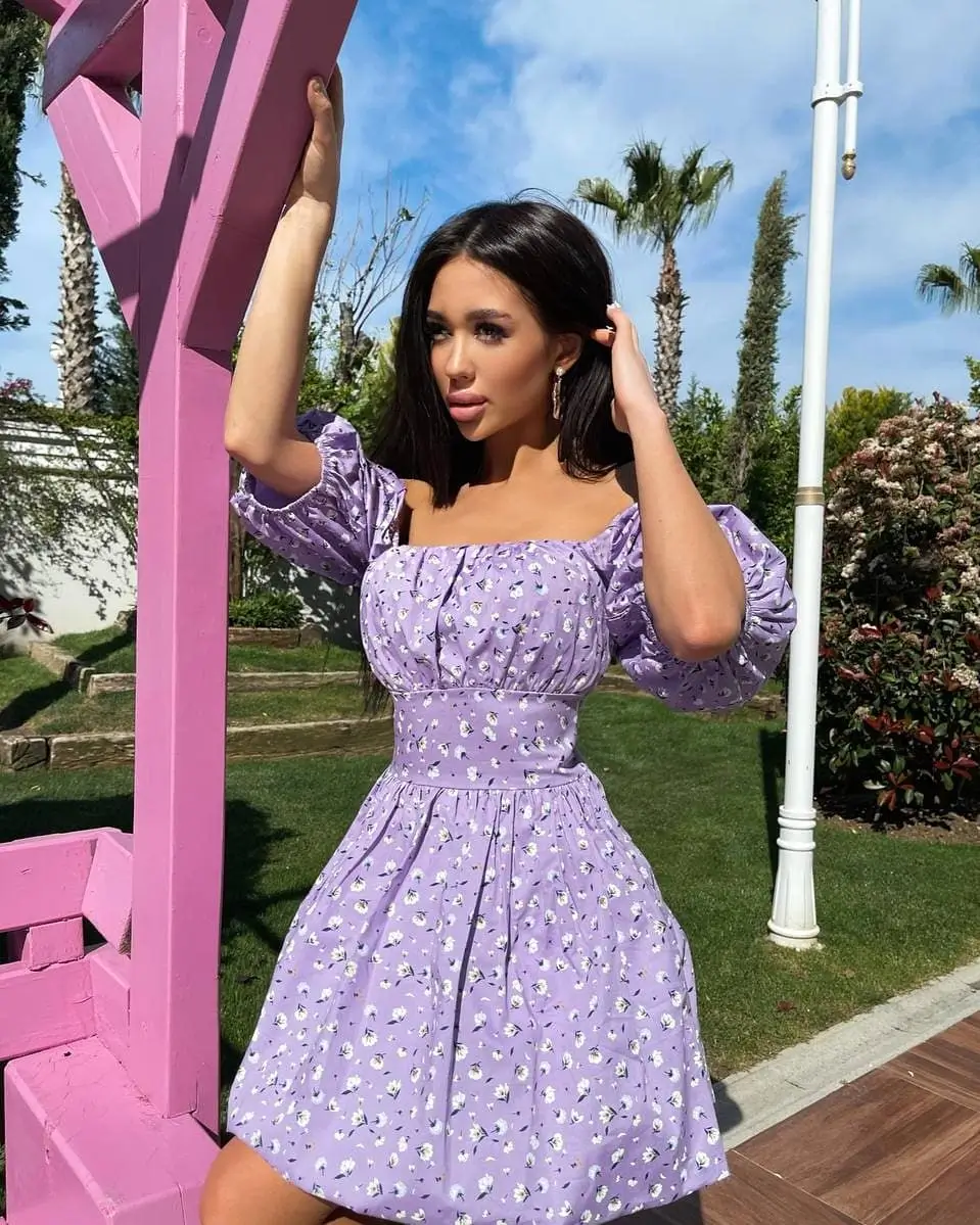 summer cotton dresses 2026 Playful Purple Floral Mini That Feels Light And Fun