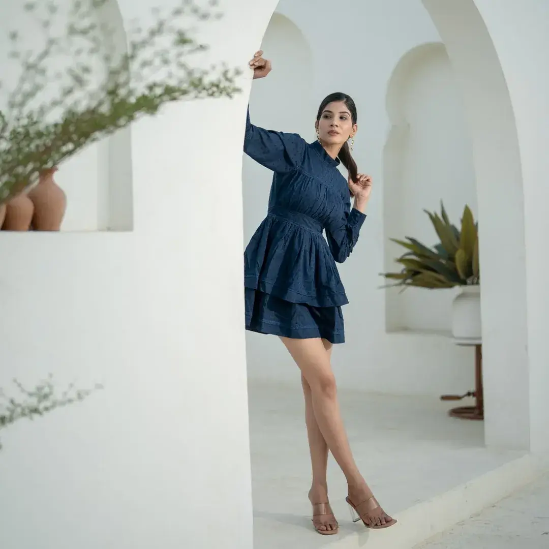 summer cotton dresses 2026 Structured Navy Mini With Layers That Feels Bold And Modern