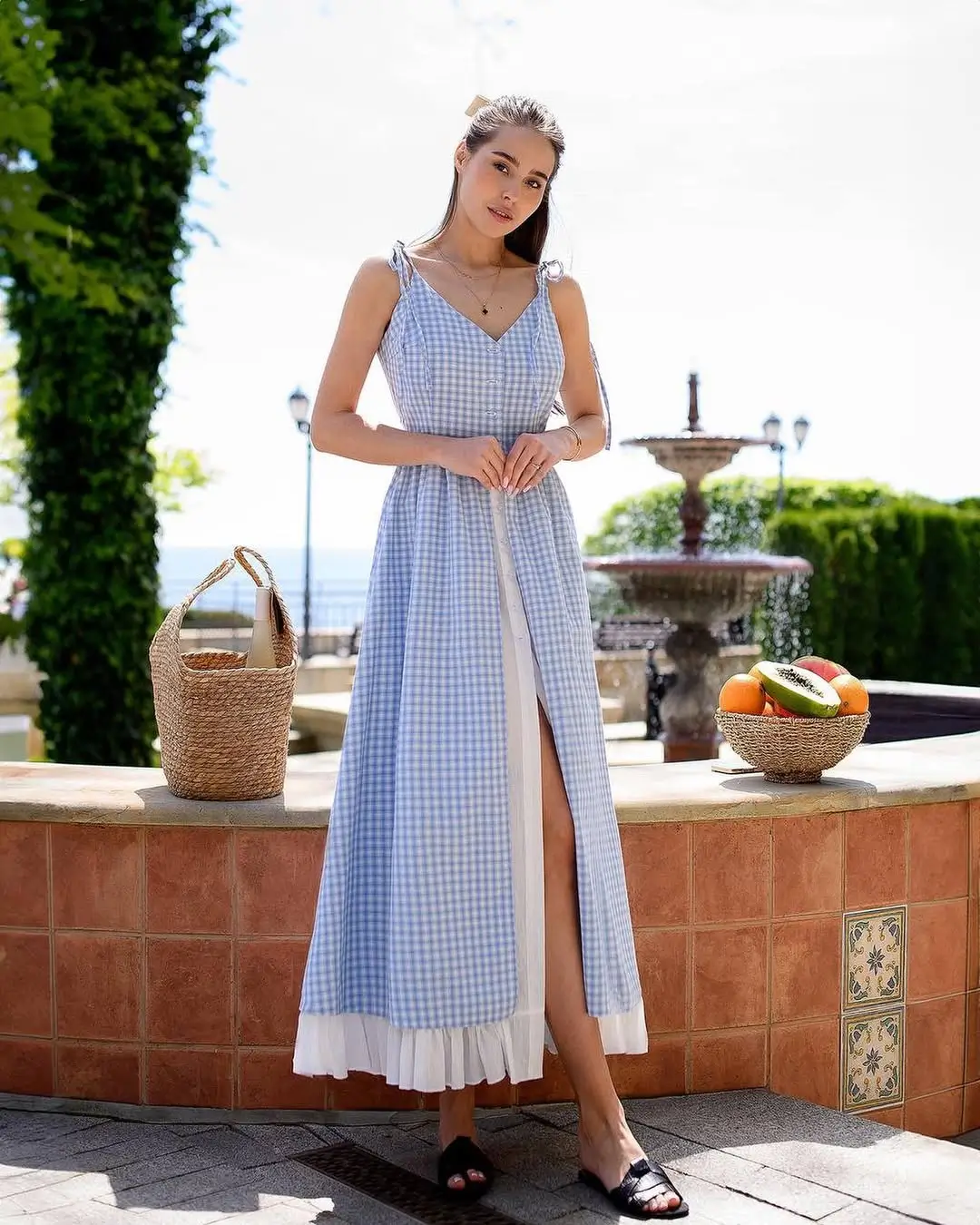 summer cotton dresses 2026 Gingham Blue Maxi That Feels Like A Summer Escape