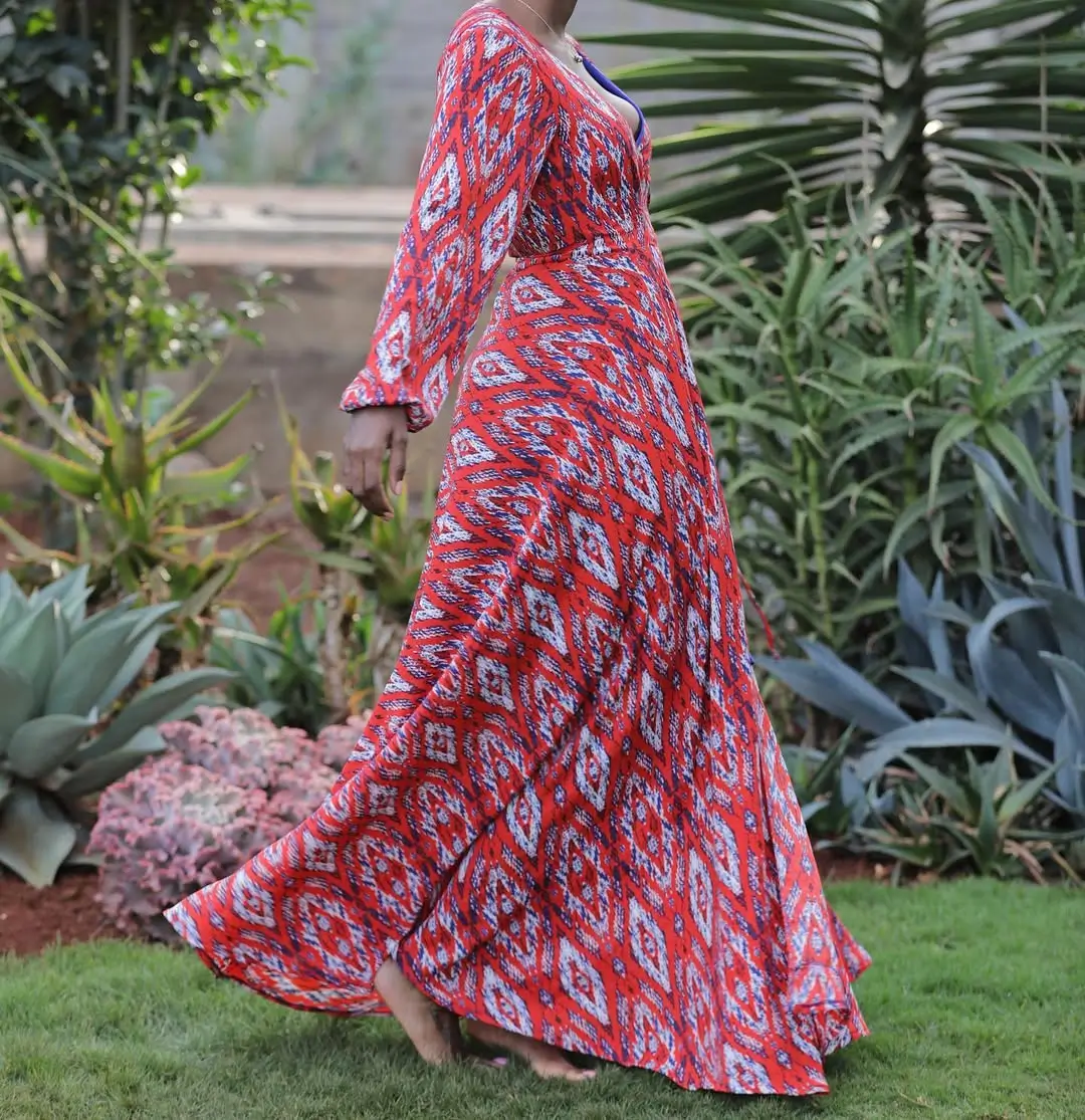 summer flowy maxi dresses 2026 Red Geometric Flow With Effortless Boho Energy