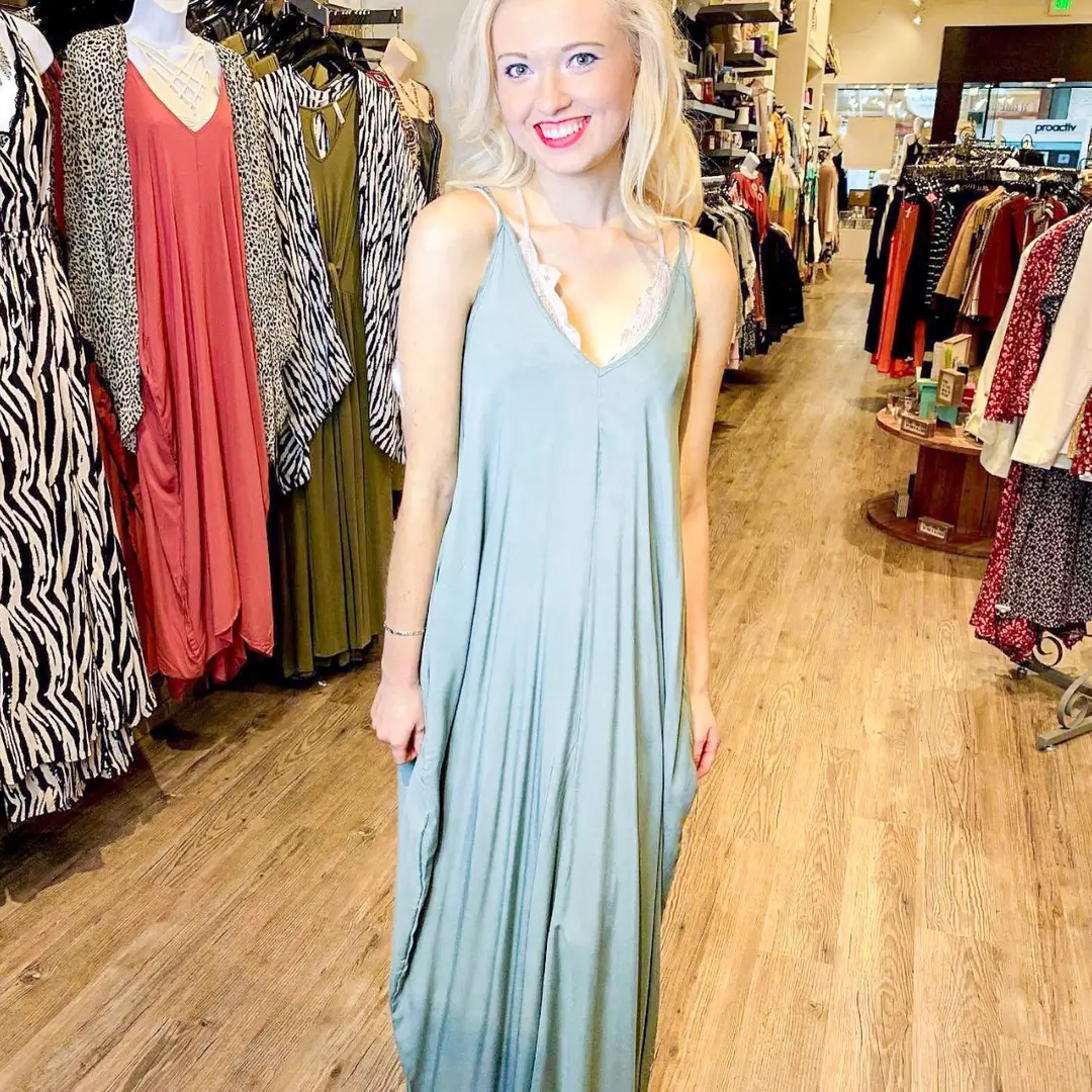 summer flowy maxi dresses 2026 Soft Blue Slip Maxi That Feels Like Second Skin