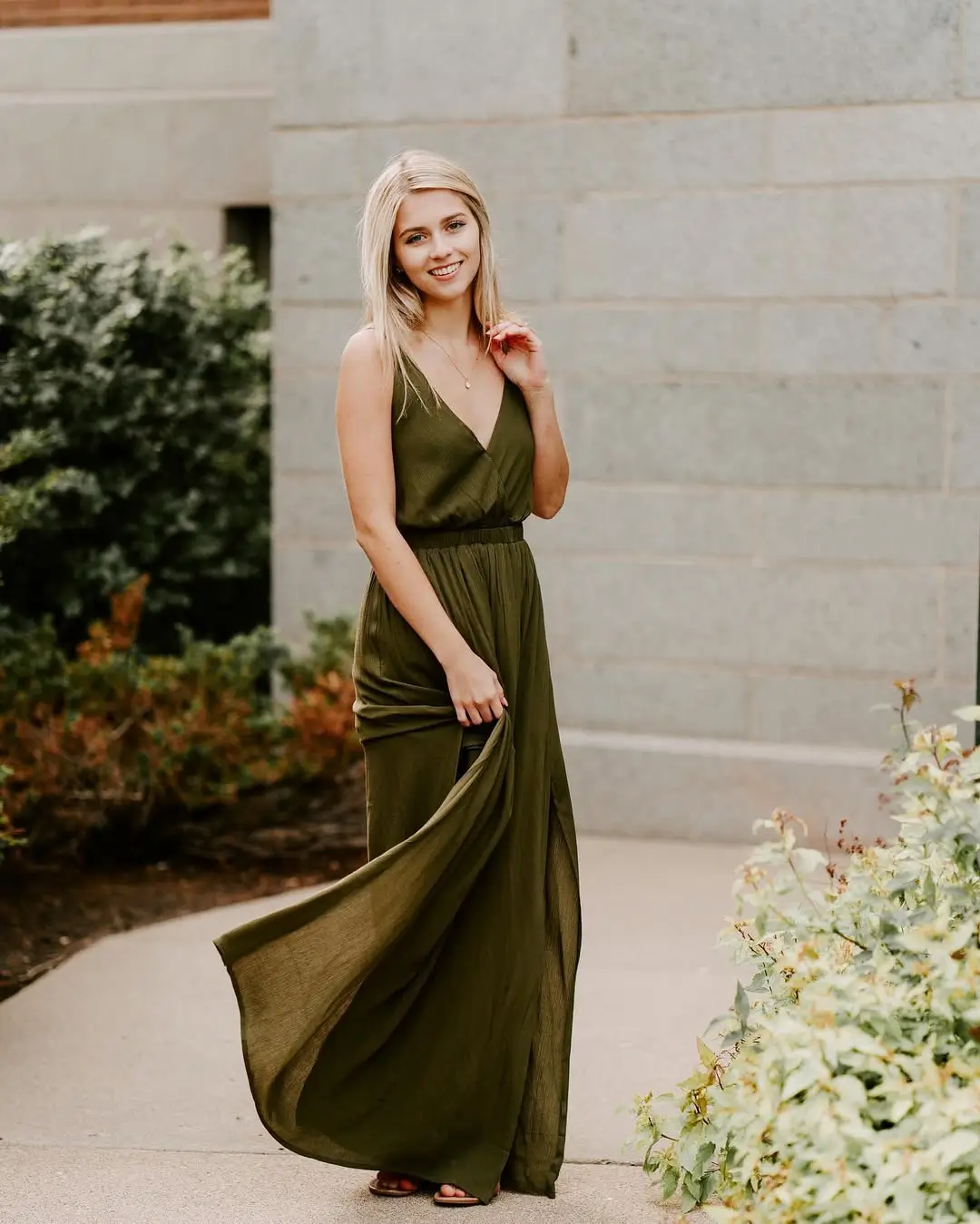 summer flowy maxi dresses 2026 Deep Olive Maxi With Minimal Effort and Strong Presence