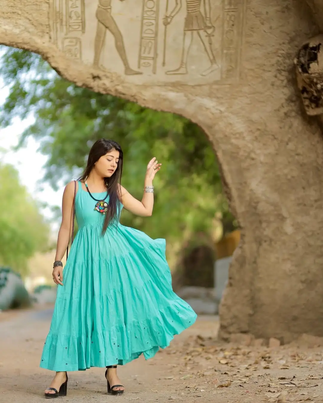 summer flowy maxi dresses 2026 Bold Teal Flow With a Statement Silhouette
