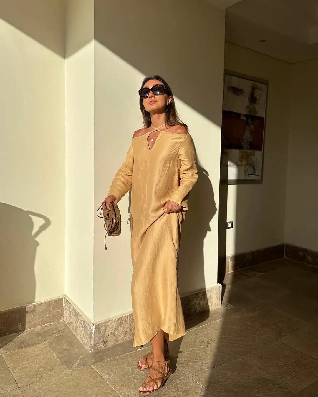 24 summer linen outfits 2026 Golden Linen Dress That Moves Like Light