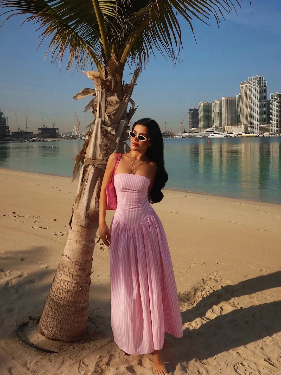 24 summer sleeveless dresses 2026 Soft Pink Strapless Dress for Beachside Moments