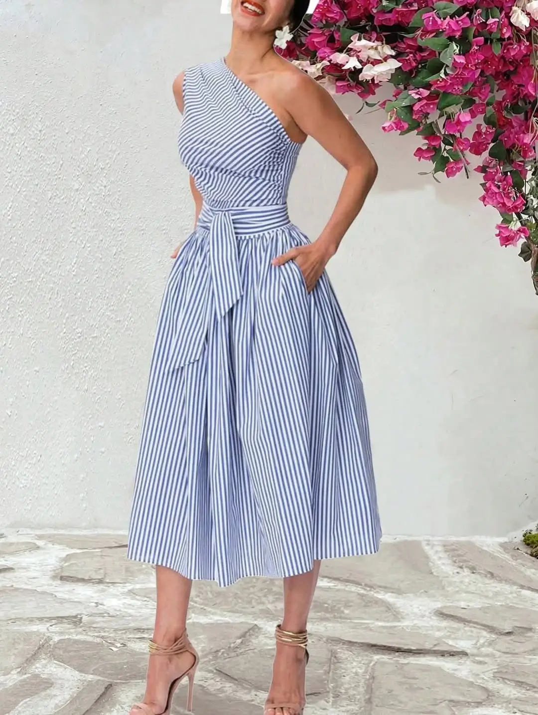 24 summer sleeveless dresses 2026 Striped Midi Dress That Feels Like a Summer Brunch