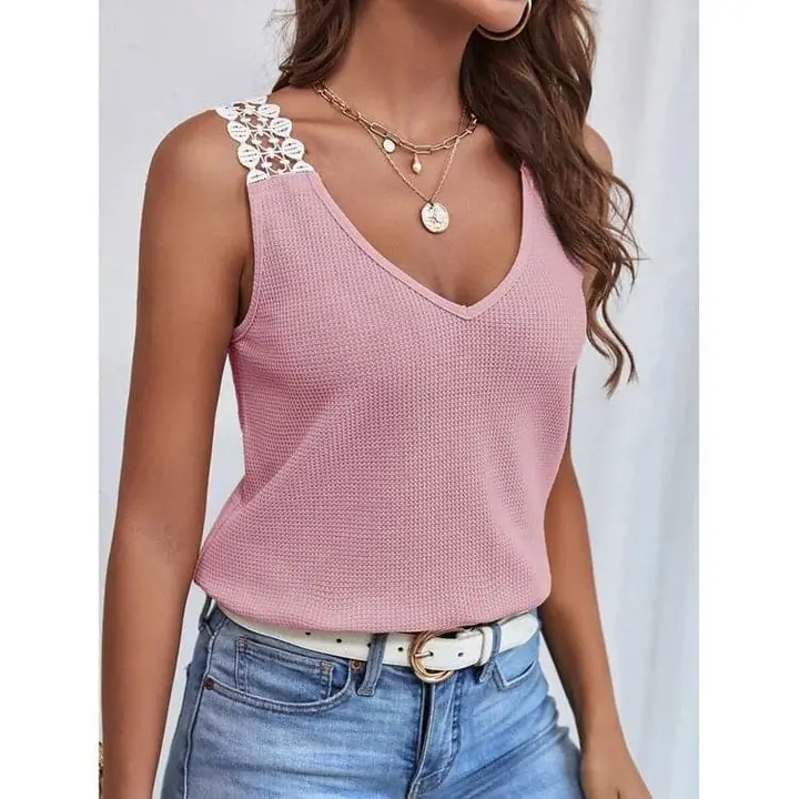 25 summer sleeveless tops 2026 Soft Pink Details and Everyday Cute Comfort