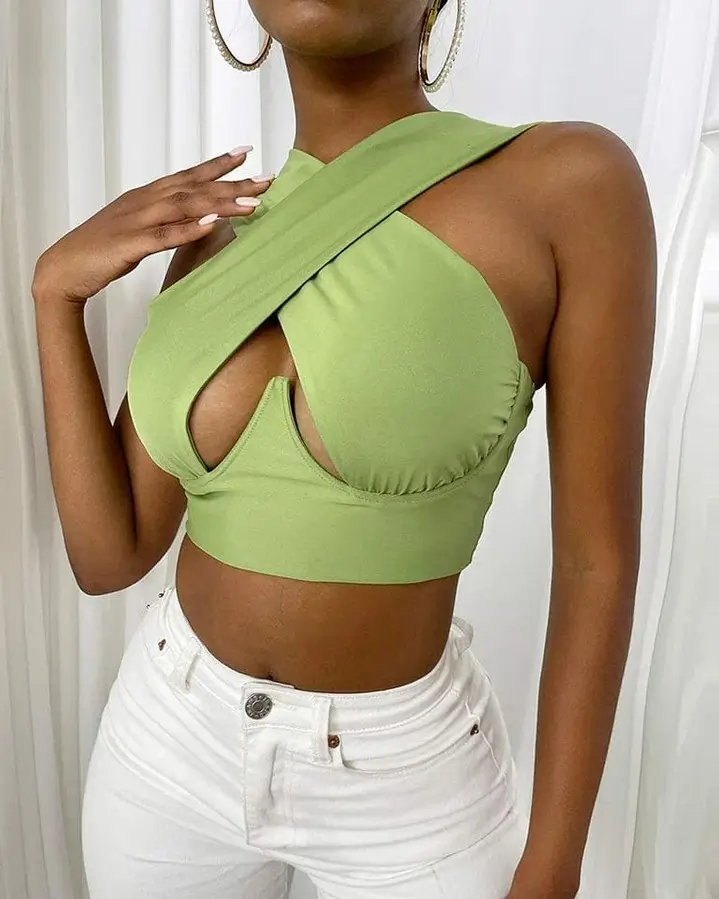 25 summer sleeveless tops 2026 Bold Green Cutouts and Confident Summer Energy