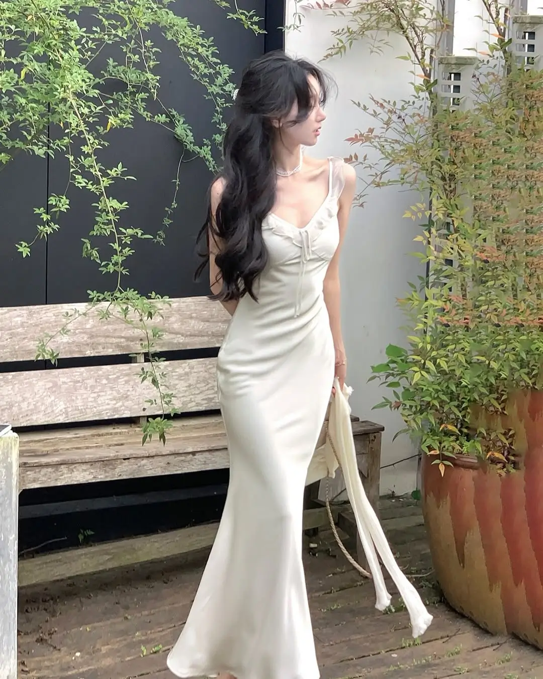 25 summer sundresses 2026 Soft White Fitted Maxi with Delicate Details