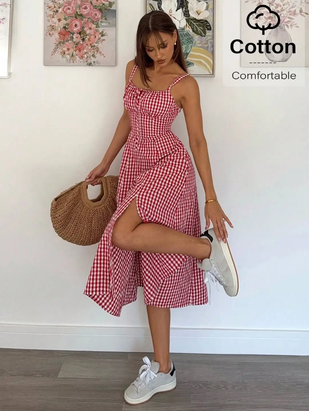 25 summer sundresses 2026 Red Gingham Midi with Everyday Charm