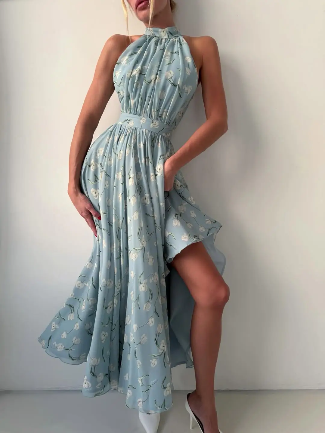 25 summer sundresses 2026 Blue Aesthetic Long Dress with Soft Movement