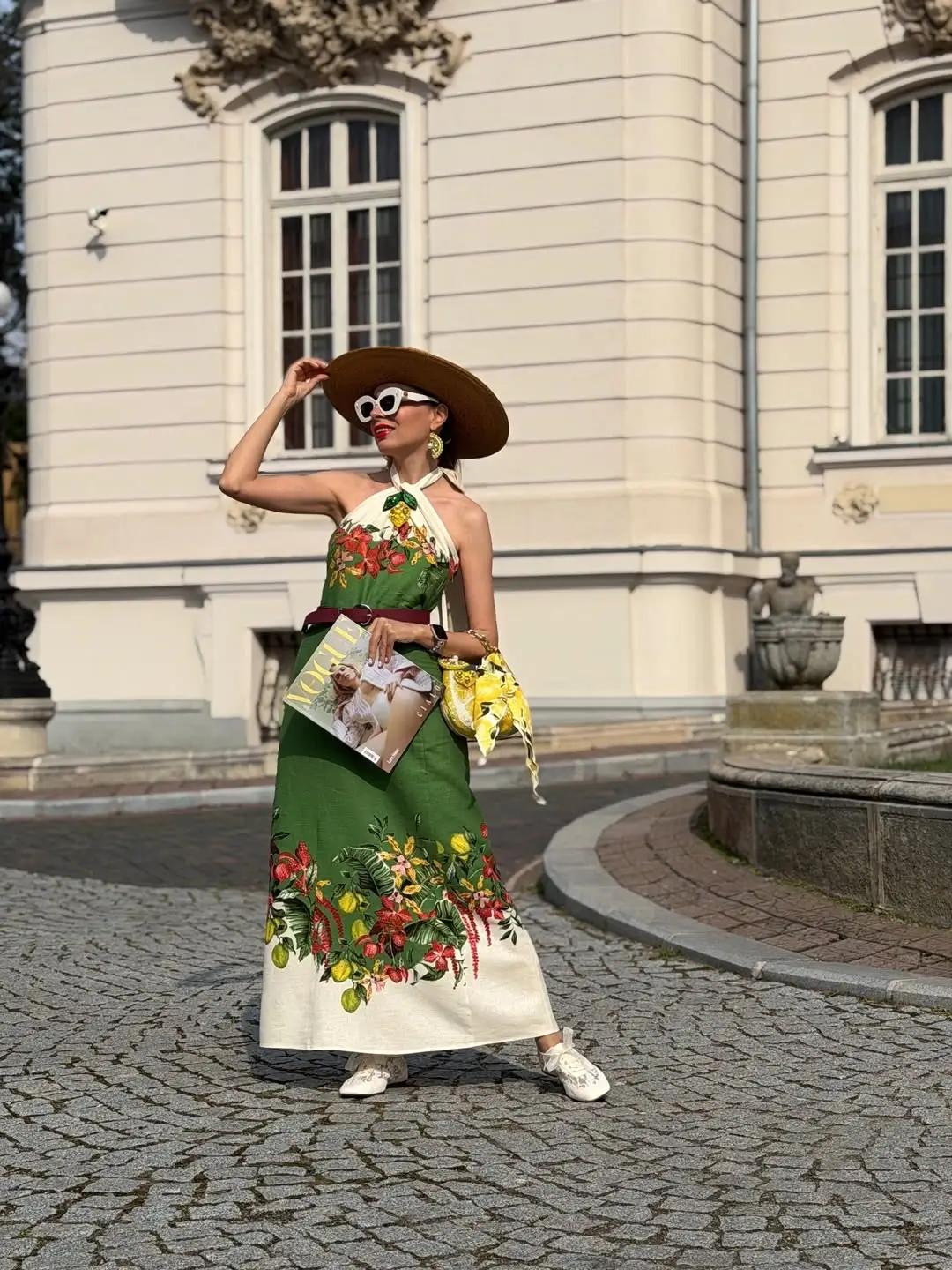 25 summer sundresses 2026 Bold Italian Print Maxi with Statement Accessories