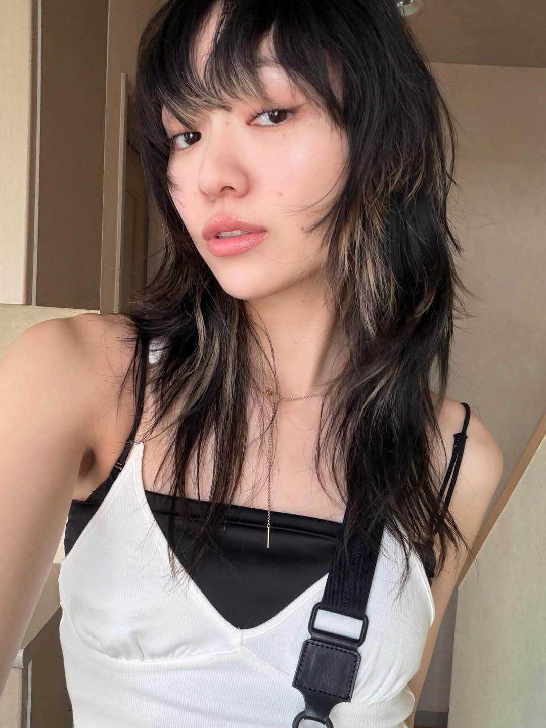 textured summer haircuts for medium hair 2026 Edgy Layered Butterfly with Contrast Pieces