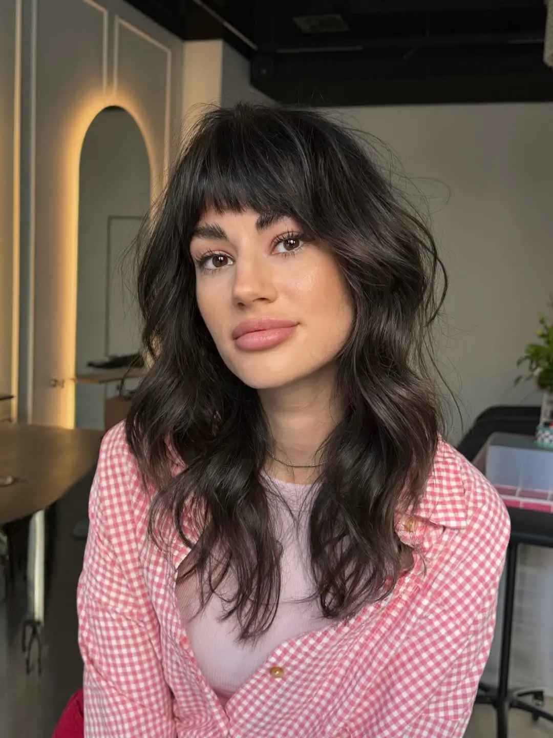 textured summer haircuts for thin fine hair 2026 Textured medium long cut with natural waves