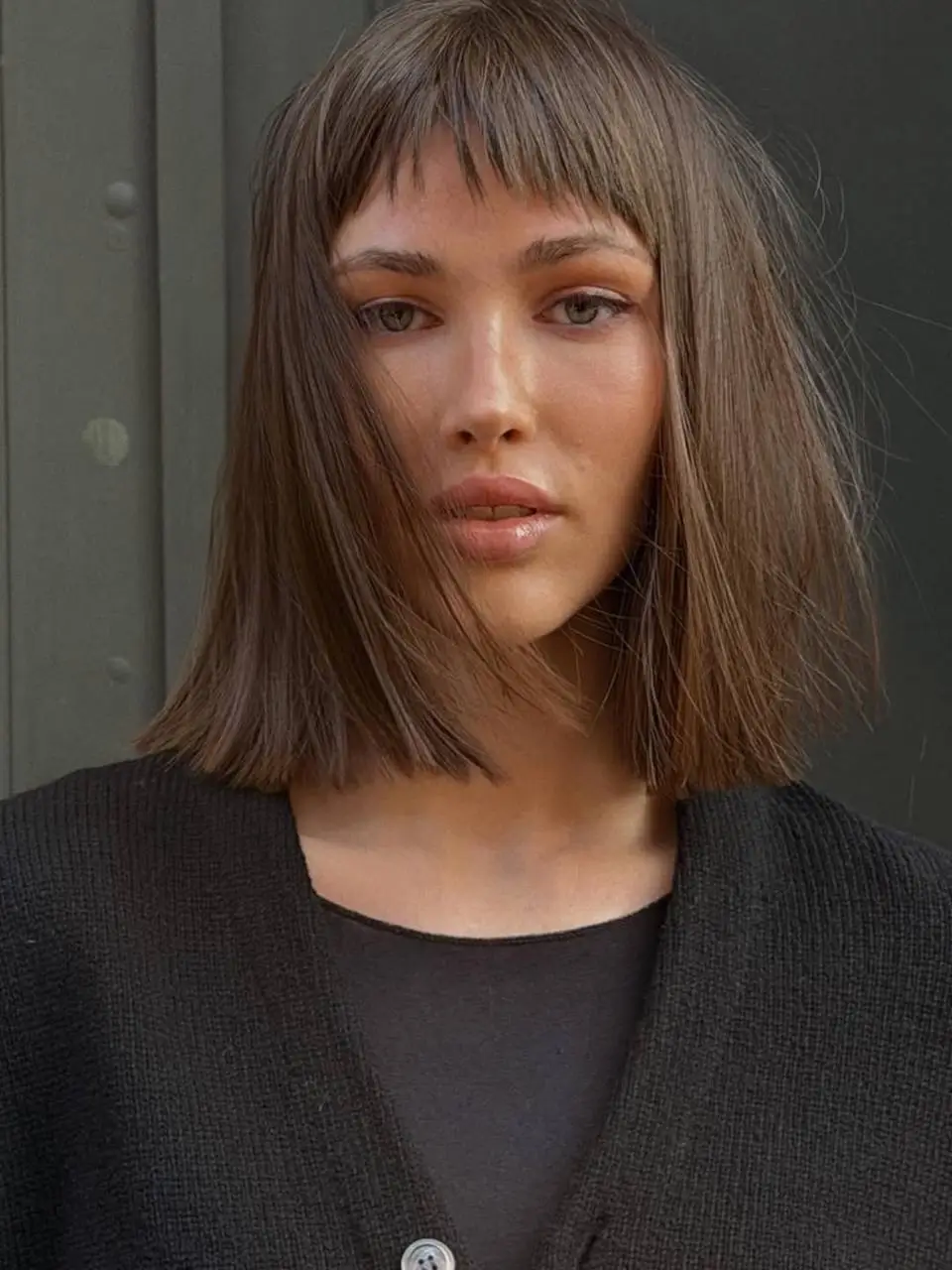 textured summer haircuts for thin fine hair 2026 Structured blunt bob with micro fringe