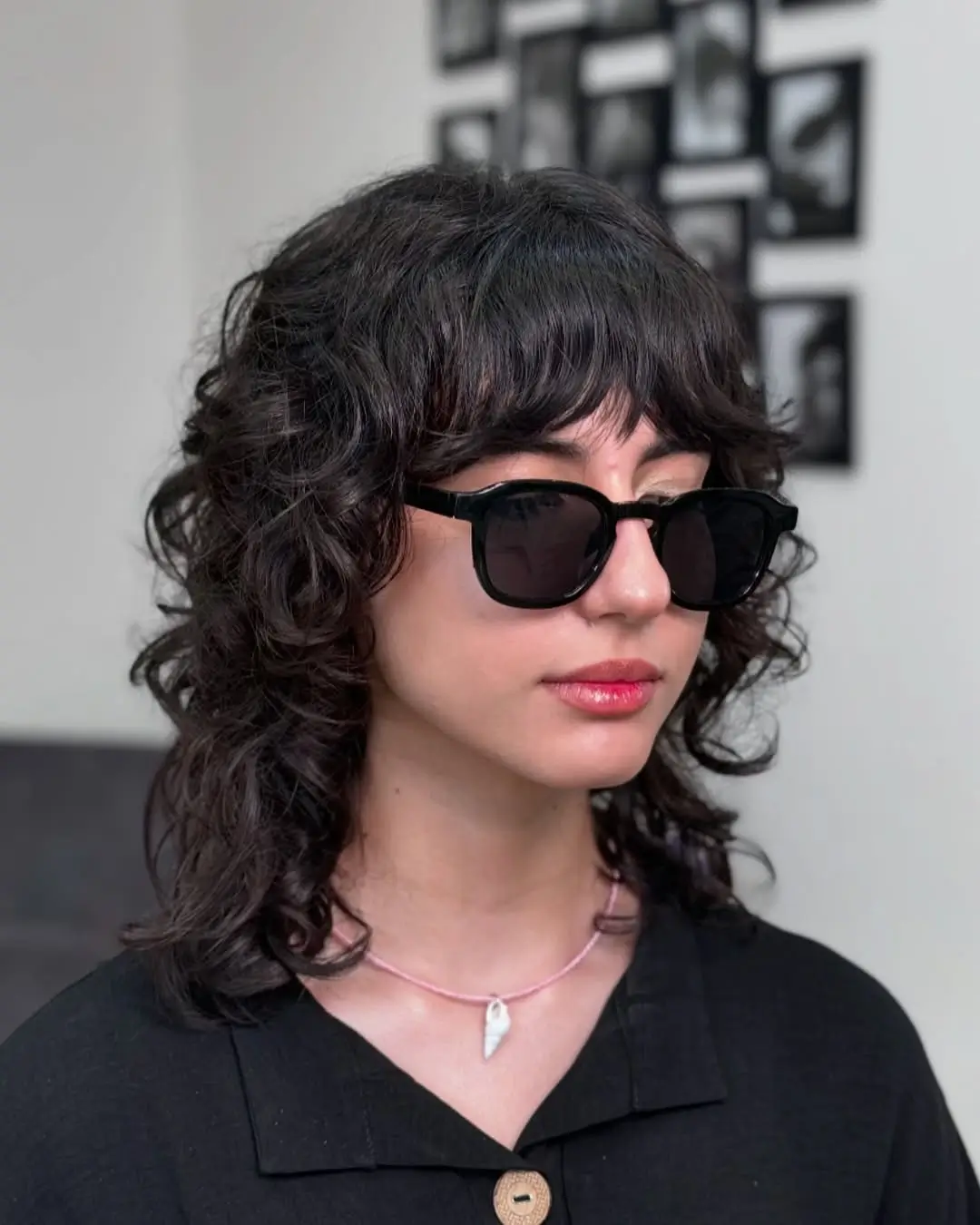 textured summer shag haircut 2026 Short Curly Shag With Soft Fringe and Depth