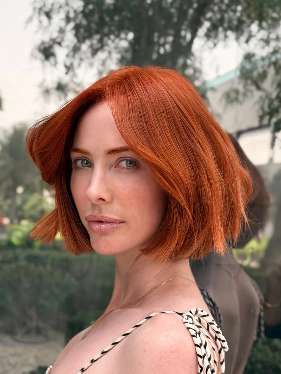 trendy summer hair color ideas 2026 Burnt Copper Bob With Soft European Shine