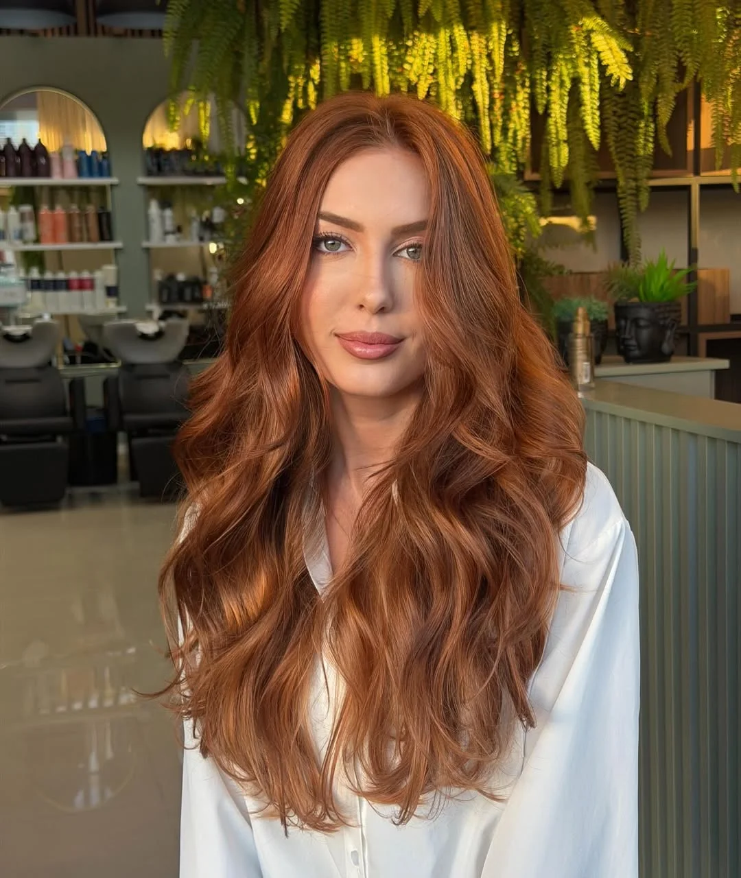 trendy summer hair color ideas 2026 Soft Cinnamon Waves With Luxe Brunette Dimension