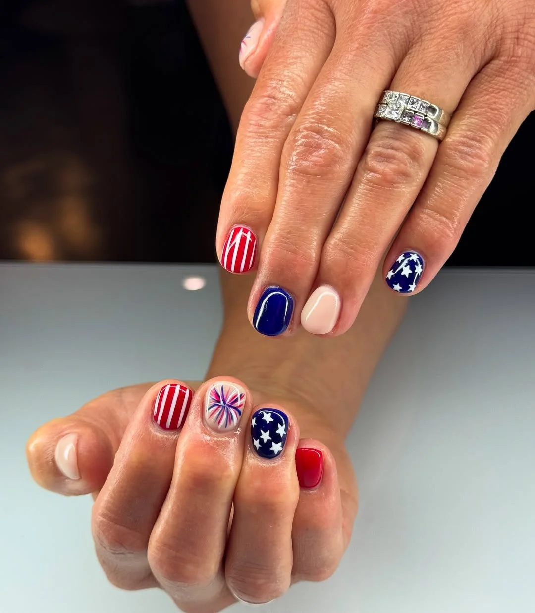 23 4th of july nails 2026 Minimalist Short Nails With Tiny Firework Accents