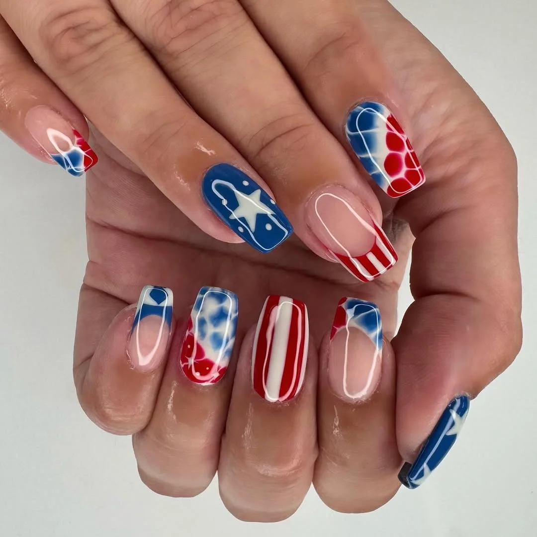 23 4th of july nails 2026 Airbrushed Americana Nails With Modern Graphic Details