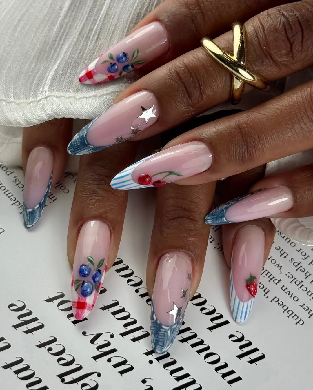 23 4th of july nails 2026 Soft Americana Fruit And Denim Inspired Nails