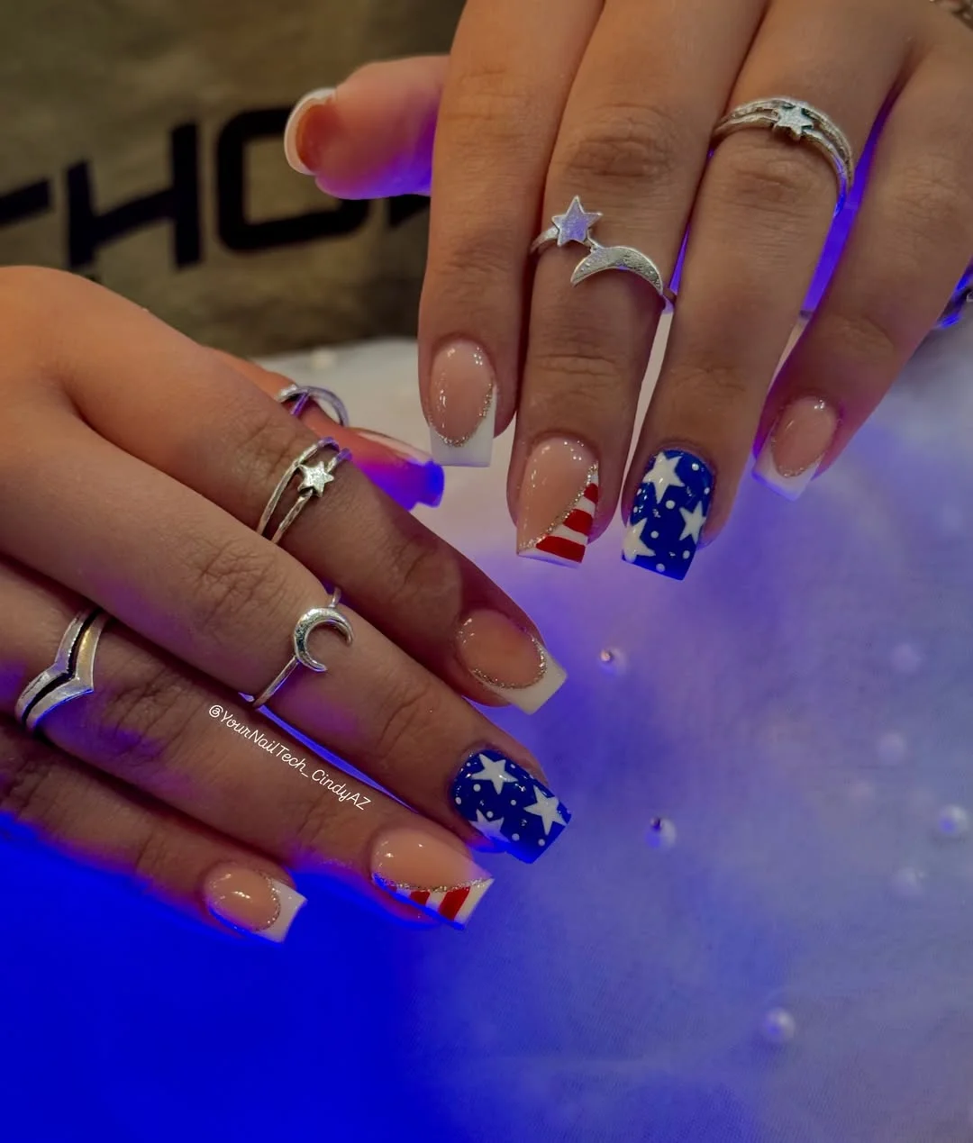 23 4th of july nails 2026 Bold Western Star Nails With Graphic Summer Contrast