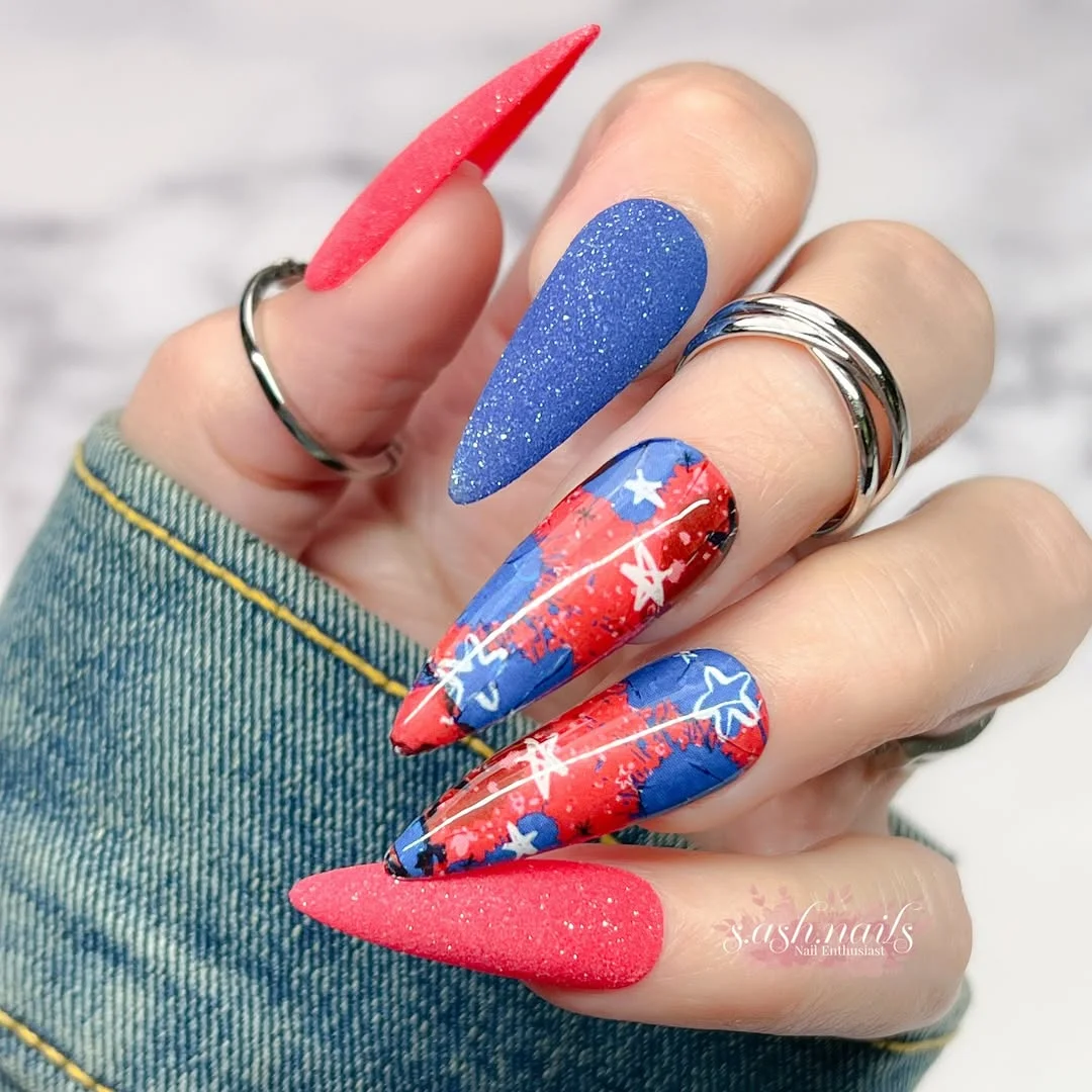 23 4th of july nails 2026 Firework Splatter Nails With Bold Matte Texture