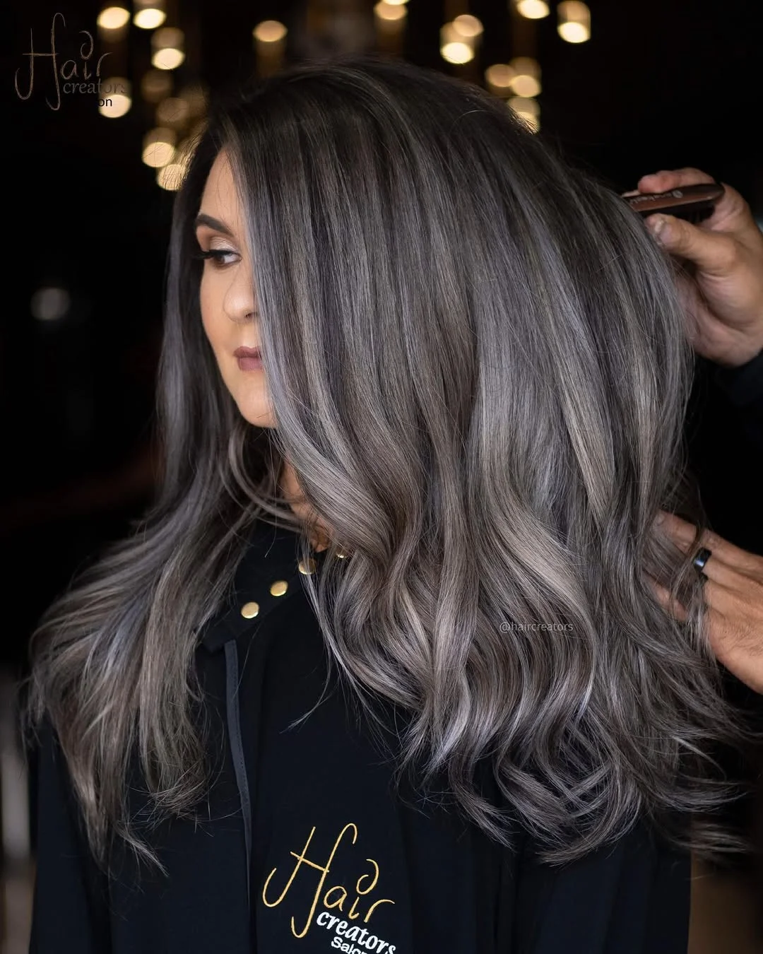 cool summer ash blonde hair color 2026 Deep Ash Mushroom Waves With Cool Satin Shine