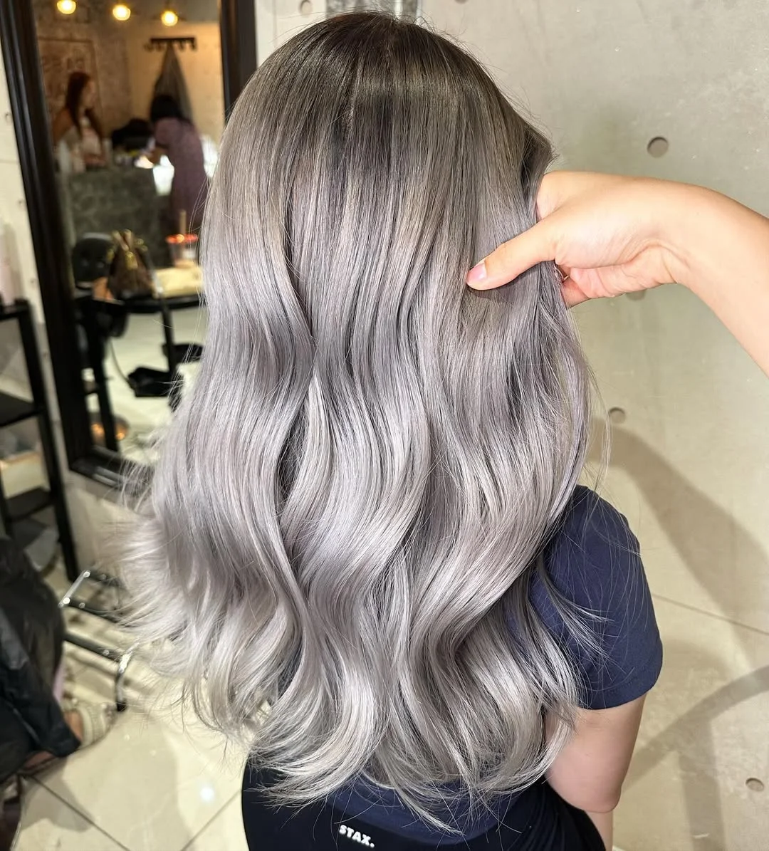 cool summer ash blonde hair color 2026 Silvery Ash Melt With Glossy Pearl Dimension