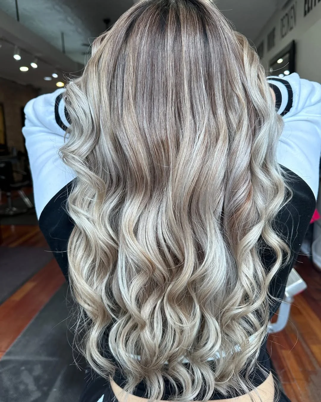 cool summer ash blonde hair color 2026 Bright Champagne Ash Blonde With Seamless Balayage